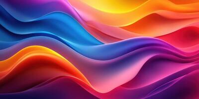 Colorful abstract waves flowing in vibrant hues of blue, orange, and purple during a digital art creation session photo