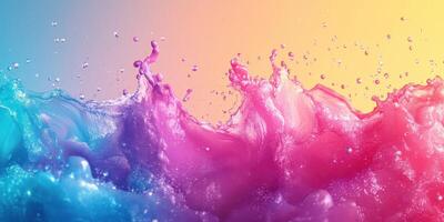Colorful water splash with vibrant hues creates a beautiful abstract display in artistic composition photo