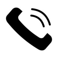 Simple black and white graphic representation of a telephone receiver with sound wave signals depicting communication. Ideal for designs, icons, web templates, and communication-related themes. vector