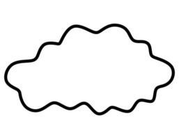 Cloud outline art. Simple black contour in an abstract irregular wavy shape on a white backdrop, ideal for design inspirations, art projects, and graphic layouts. vector