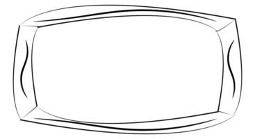 Abstract line art featuring a geometric rectangular frame with smooth wavy corners and artistic accents, ideal for illustrations, decorative projects, or colorful additions to graphic design elements. vector