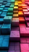 Colorful arrangement of cubes creating an abstract visual pattern with gradient tones photo