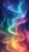 Colorful swirling abstract design with vibrant hues and stars in a cosmic background creates a sense of wonder and depth photo