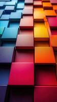 Vibrant colored squares arranged in a geometric pattern create an eye-catching design in bright hues photo