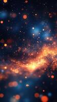 Colorful swirling cosmos with glowing particles creates a magical atmosphere at night photo
