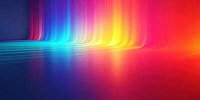 Vibrant abstract light patterns create a stunning visual display in a modern indoor space during evening hours photo