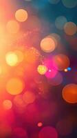 Colorful light bokeh effect in a vibrant celebration atmosphere during evening hours photo