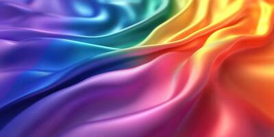 Colorful silky fabric waves created by subtle folds in a rainbow spectrum during bright daylight hours photo