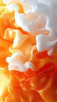 Colorful abstract design featuring flowing orange and white shapes with soft textures and gradients photo