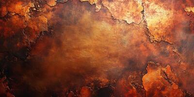Textured abstract background showcasing warm hues of orange and brown with irregular patterns and aged appearance photo