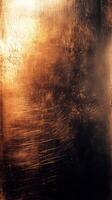 Warm copper texture with subtle scratches and scratches reflecting light softly at sunset photo