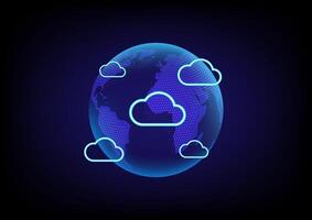 Abstract background with global futuristic and cloud vector
