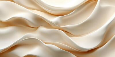 Elegant fabric drapes creating soft waves in neutral tones under gentle light photo