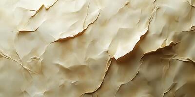 Crumpled paper texture in soft beige shades offers a versatile background for design projects and creative works photo
