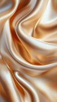 Elegant golden silk fabric draping softly with gentle curves and smooth textures under soft lighting photo