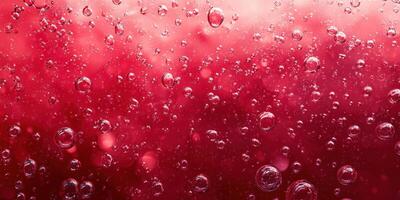 Bubbles rising in vivid red liquid creating an abstract and colorful background effect in a creative art setup photo