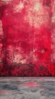 Vibrant red textured wall with a rough surface and subtle gradients in shades of red and gray photo