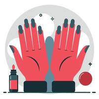 Manicure Hands Displaying Nail Art Concepts with Vibrant Colors and Artistic Designs vector