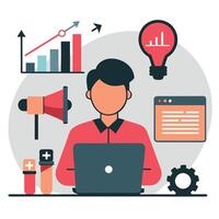 Illustrative Depiction of Marketing Consulting Concepts for Enhanced Business Strategies vector