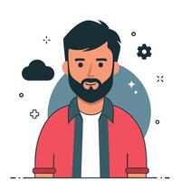 Man on a Journey Exploring Ideas and Concepts Illustrated vector