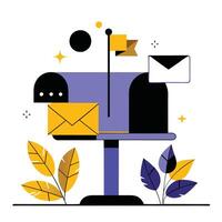 Conceptual Illustration Depicting the Evolution of Mailboxes vector