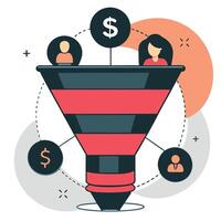 Visualizing the Journey A Comprehensive Illustrated Guide to Marketing Funnels vector