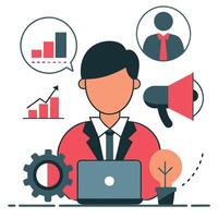 Consulting Experts Unveil Innovative Marketing Strategies with Conceptual Illustrations vector