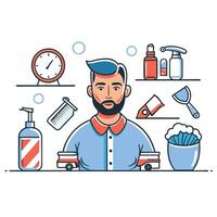 Comprehensive Visual Depiction of Male Grooming Rituals and Practices vector