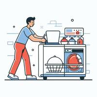 Visual Guide to Loading a Dishwasher Efficiently vector