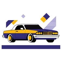 Detailed Illustration of a Lowrider Car Concept with Sleek Lines and Intricate Customization vector