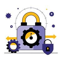 Conceptual Illustration of a Time Machine Trapped in a Lock vector
