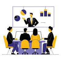 Collaborative Brainstorming and Idea Exchange in a Business Meeting vector