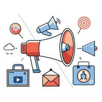 Megaphone Concept Illustration Depicting Loudspeaker Amplifying Message vector