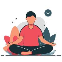 Mindfulness and Self Awareness Concept Illustration with Floating Figure and Neural Connections vector