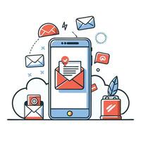 Modern Mobile Inbox Concept with Customizable Settings and Message List vector