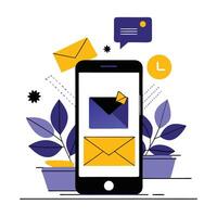 Conceptual Illustration of a Modern Mobile Inbox vector