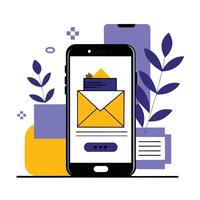 Modern Mobile Messaging Inbox Concept on Phone Screen vector