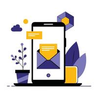 Modern Mobile Inbox Concept Illustration with Notifications and Swipe Gestures vector