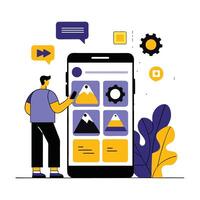Mobile App Interface and User Experience Conceptual Illustration vector