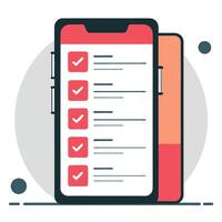 Concept Illustration of a Mobile Device Displaying a List of Notes vector