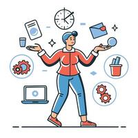 Concept Illustration Depicting the Efficiency of Effective Multitasking vector