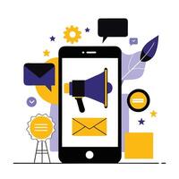 Engaging Mobile Marketing Concept for Effective Communication on the Go vector