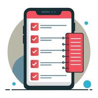 Conceptual Illustration of a Mobile Device Displaying a Comprehensive List of Notes vector