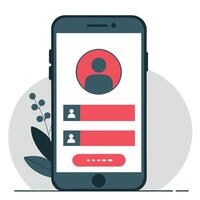 Mobile Login Process Illustration with User Interface Design vector