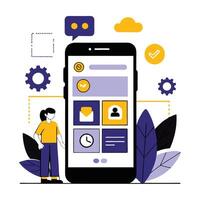 Modern Mobile UI UX Illustration with Futuristic Concept vector
