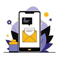 Modern Mobile Phone Inbox Concept Illustration for Messaging and Communication vector