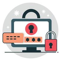 Conceptual Illustration of Password Security and Safekeeping vector