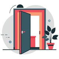 Illustration of the Open Door Concept Encouraging Collaboration and Transparency vector