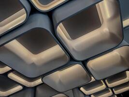Decorative ceiling features illuminated squares creating a striking effect photo