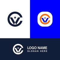 Logo template with CV letters. vector